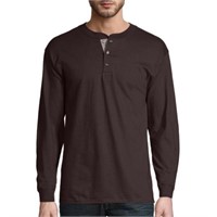 Hanes Men's XL Long-Sleeve Beefy Henley T-Shirt -