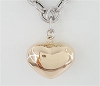 14 Kt White Rose Gold Heart Pendant Necklace