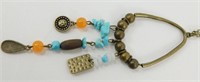 Costume Teal & Coral Stone Necklace