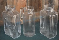3 vintage pattern glass pitchers