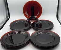 17 Cranberry Red Glass Desert Plates