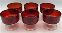 6 Luminarc France Ruby Glass Cavalier Coupe