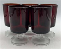 6 Luminarc Arcoroc Cavalier Ruby Water Goblets
