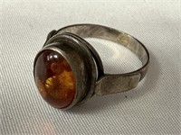 Sterling Ring With Mounted Stone - Nicely Marked