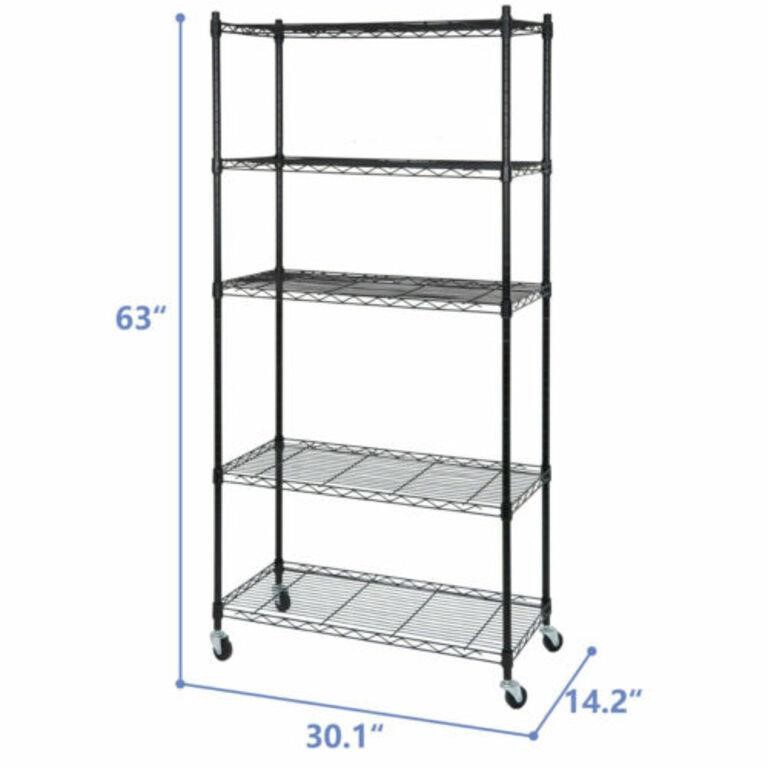 5-Tier Shelves Wire Unit Rack Large Space Storage