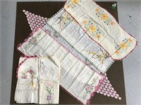 Lot of assorted Embroidered floral linens