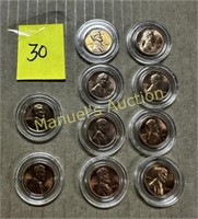 (10) VARIOUS DATES LINCOLN CENT ENCAPSULATED
