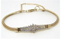 14 kt Yellow Gold Diamond Bar Cluster  Bracelet