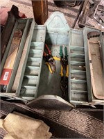 Big vintage foldout toolbox with hacksaw blades