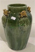Frog themed ceramic pottery vase measuring 9 1/2