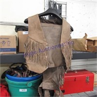 Fringed vest and leathers, size small