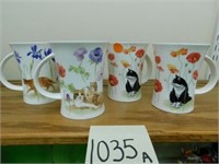 Garden Cats Mugs (1 Has A Chip)