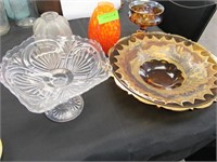 5 Pieces Glass, Some Vintage. Large Amber Bowl w/s