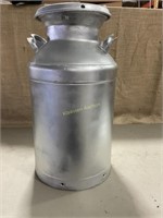 Vintage milk can, painted silver 24"