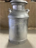 Vintage milk can, painted silver