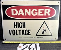 Metal Danger High Voltage Sign