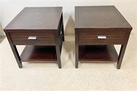 PAIR OF WOODEN END TABLES