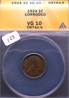 1924 ANAX VG 10 DETAILS LINCOLN CENT