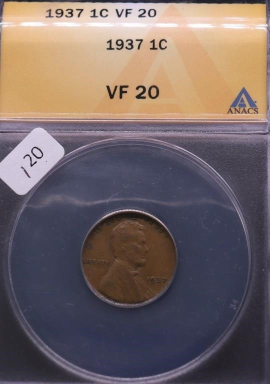 1937 ANAX VF 20 LINCOLN CENT