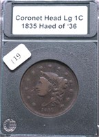 1835 LARGE CENT VF