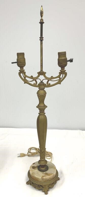 Vintage Lamp with Marble Platform on Metal Base