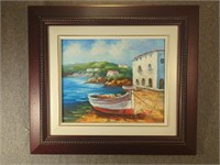 Original Oil on Canvas Painting of Fishing Boats