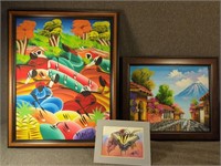 Three Original Paintings, Haitian Painting Signed