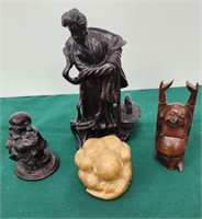 4 oriental figures Buddhas etc