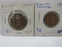 1945 English Farthing and 1949 English Half Penny