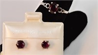 1.3ct Garnet Earrings, 1ct Garnet Ring