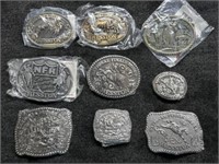 1980-86 Hesston NFR Buckles, LOT of 9, NOS