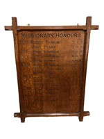 English Wood Missionary Honors Board