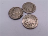 (3) Old Nickels Buffalo & DoubleSided