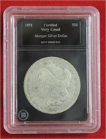 1891  Morgan silver dollar