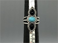 Black and Turquoise Stone Ring