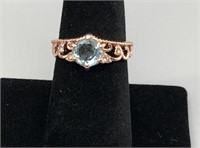 Rose Gold, Aquamarine and diamond Ring