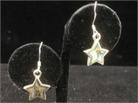 Sterling silver Star abalone earrings. 3.7g.