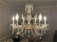 BEAUTIFUL 6 ARM DINING ROOM CHANDELIER W/ GOLD