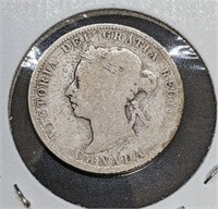 1901 Canadian Sterling Silver 25-Cent Quarter Coin