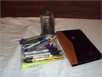 Ledger, pens and Highlighters Lot