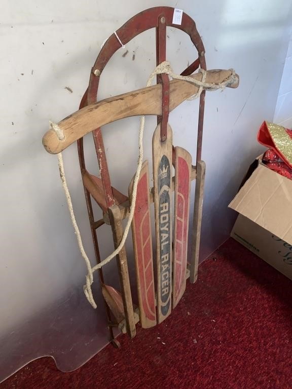 VINTAGE ROYAL RACING WOODEN SLED (22" X 41" X 6")