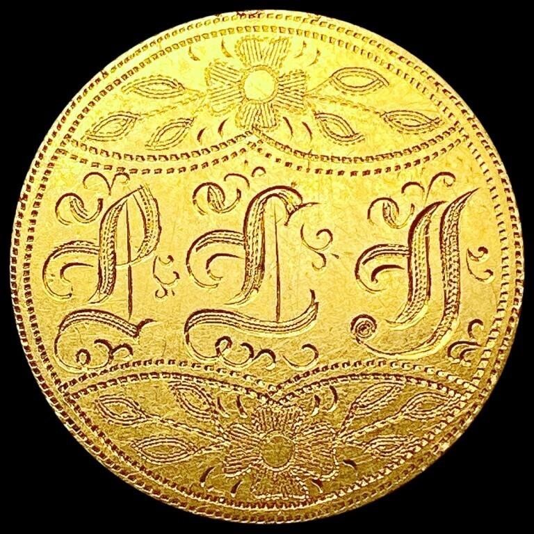 1849 US $5 Gold Love Token W/Pin HIGH GRADE
