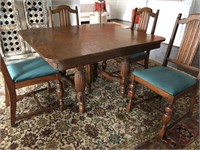 Dining Table (with leaves), Chairs (qty. 5)