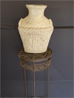 Metal Stand & Stone Vase (stand is 31" tall)