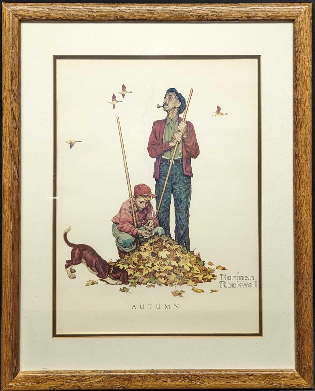 Vintage Framed Norman Rockwell Autumn Print