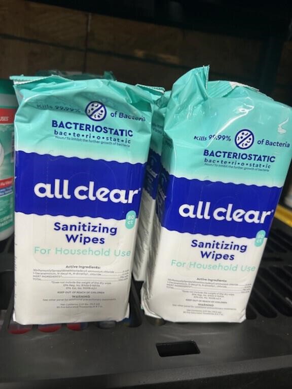 2 Large Packages All Clear Sanitizing Wipes