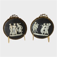 Pair of French Cameo Pate sur Pate Limoges Plaques
