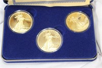 A 24Kt Layered on Pure Silver 3-Coin Set