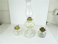3 Clear Oil Lamps