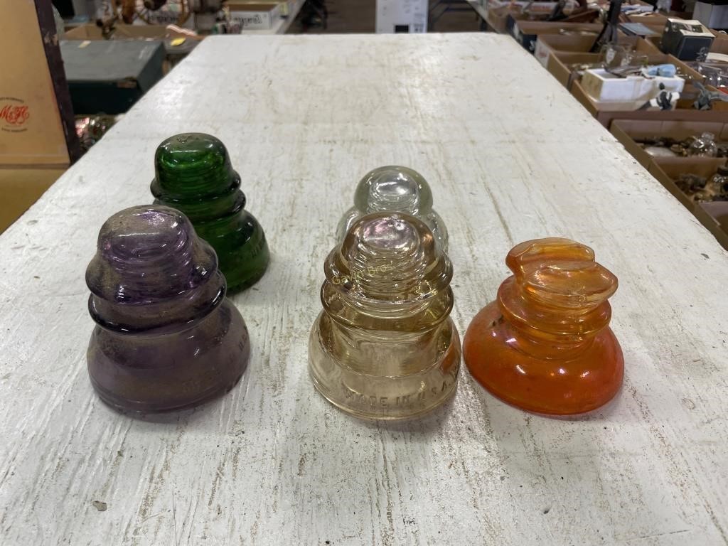 (5) Carnival Glass Insulators